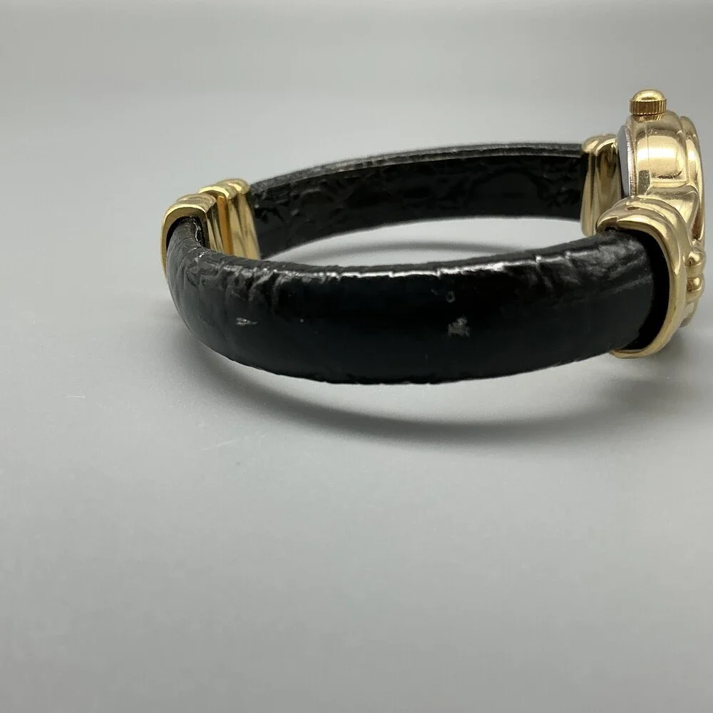 Vintage Black Hills Gold Womens Watch 23mm 12K Gold Leaves Cuff New Battery